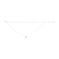 Silver 2 Row Cube Charm Disc Necklace