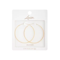 Gold Plated Sterling Silver Diamond Cut Hoop Earrings