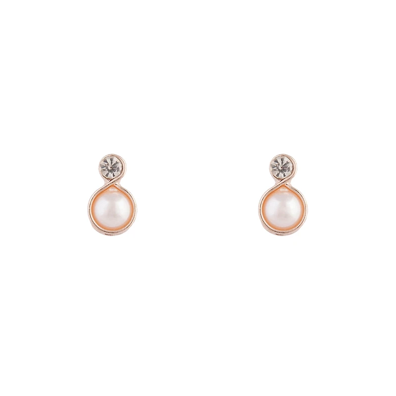 Rose Gold Pearl Bottom Stud Earrings