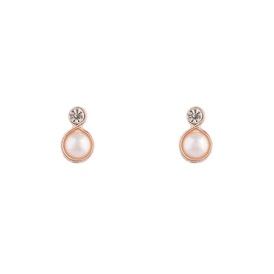 Rose Gold Pearl Bottom Stud Earrings