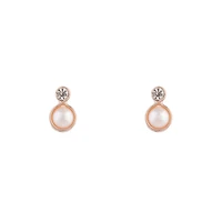 Rose Gold Pearl Bottom Stud Earrings