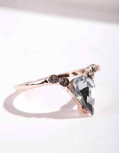 Anneau en forme de V cristal d’or rose