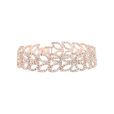 Rose Gold Diamante Petal Bracelet