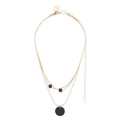 Gold & Black 3 Row Bead Necklace