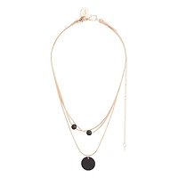 Gold & Black 3 Row Bead Necklace