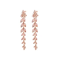 Rose Gold Pink Diamante Navette Earrings