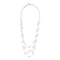 Rose Gold Layered Pearl Station Necklace