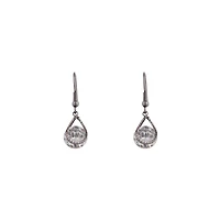 Gunmetal Cubic Zirconia Teardrop Earrings