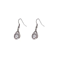 Gunmetal Cubic Zirconia Teardrop Earrings