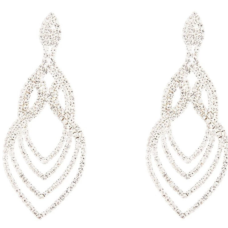 Boucles d’oreilles pendantes en couches argentées