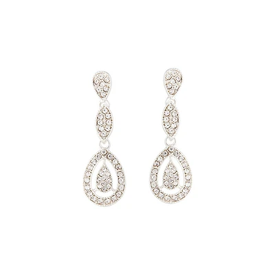 Silver Diamante Stone Set Cut-Out Earring