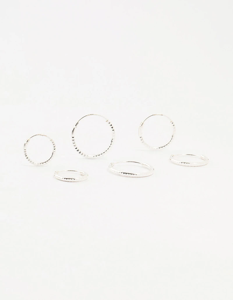 Sterling Silver Graduated Mini Hoop Pack