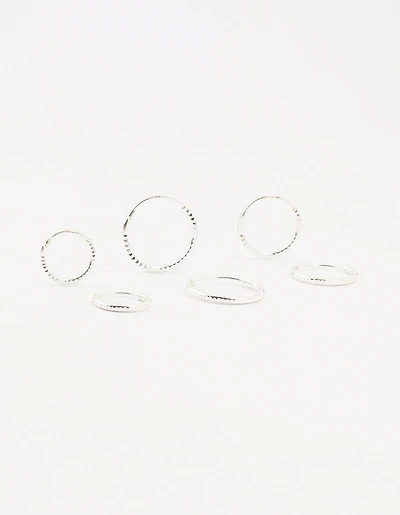 Sterling Silver Graduated Mini Hoop Pack
