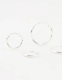 Sterling Silver Graduated Mini Hoop Pack