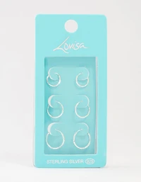 Sterling Silver Graduated Mini Hoop Pack