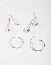 Sterling Silver Gradual Ball Hoop Earring Pack