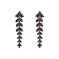 Black Graduated Floral Gem Drop Earrings
