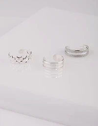 Silver Glitter Star Toe Ring Pack