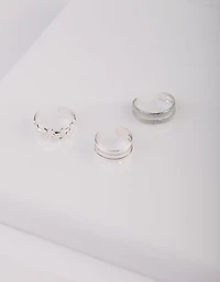 Silver Glitter Star Toe Ring Pack