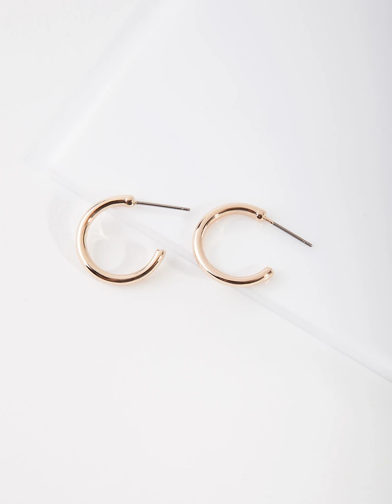 Gold Small Thick Hoop Earrings