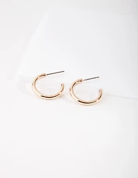 Gold Small Thick Hoop Earrings