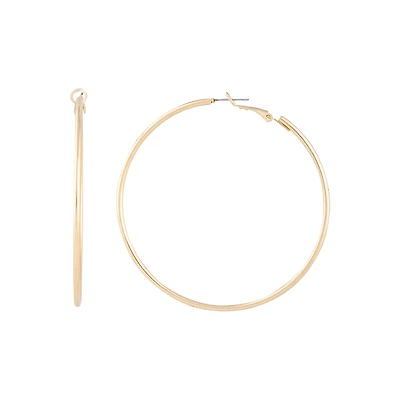 Gold Plain Tube Hoop Earrings