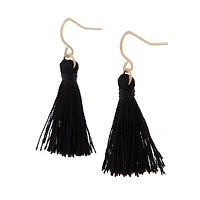 Boucles d’oreilles noires à mini pompons