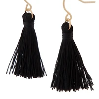 Boucles d’oreilles noires à mini pompons