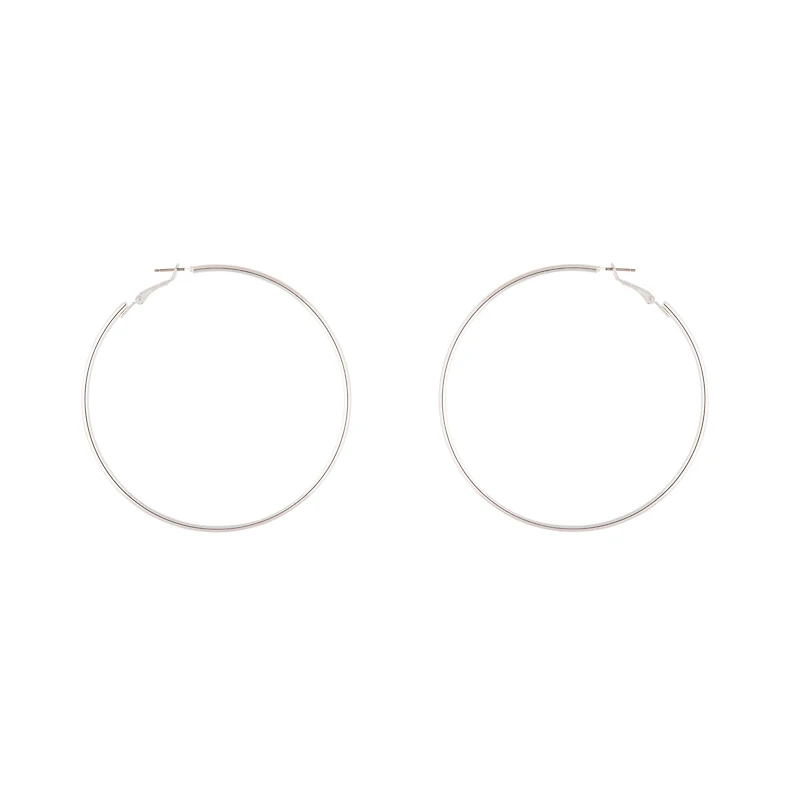 Silver Rounded 7cm Hoop Earrings