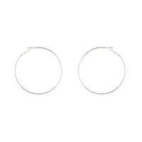 Silver Rounded 7cm Hoop Earrings