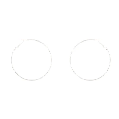 Silver Rounded 6cm Hoop Earrings