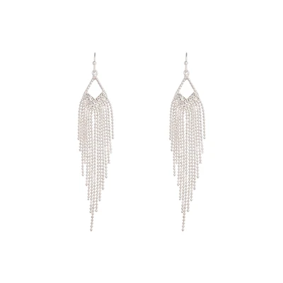 Silver Diamante Cascade Ball Earrings