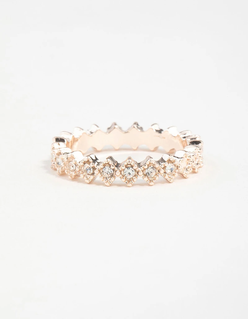 Rose Gold Diamante Band Ring
