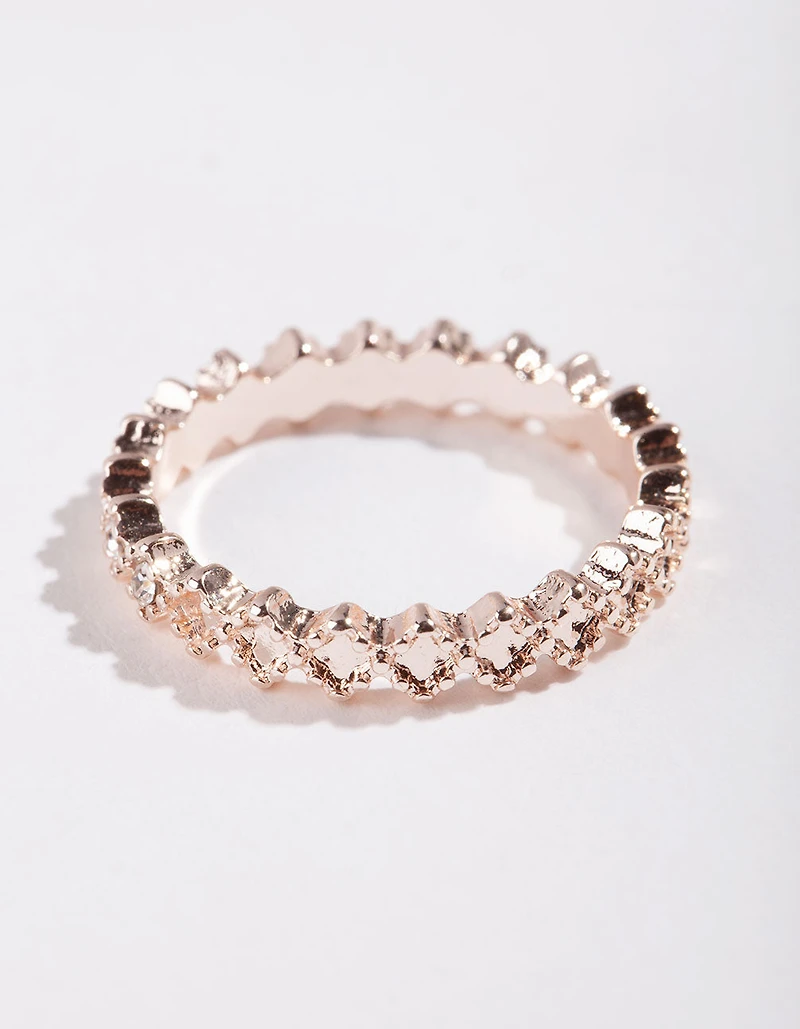 Rose Gold Diamante Band Ring