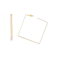 Gold Square Flat Hoop Earrings