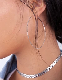 Silver Diamond Cut Hoop Earring Two Pack