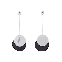 Black Coated Disc Pendulum Earrings