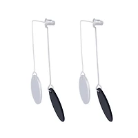 Black Coated Disc Pendulum Earrings