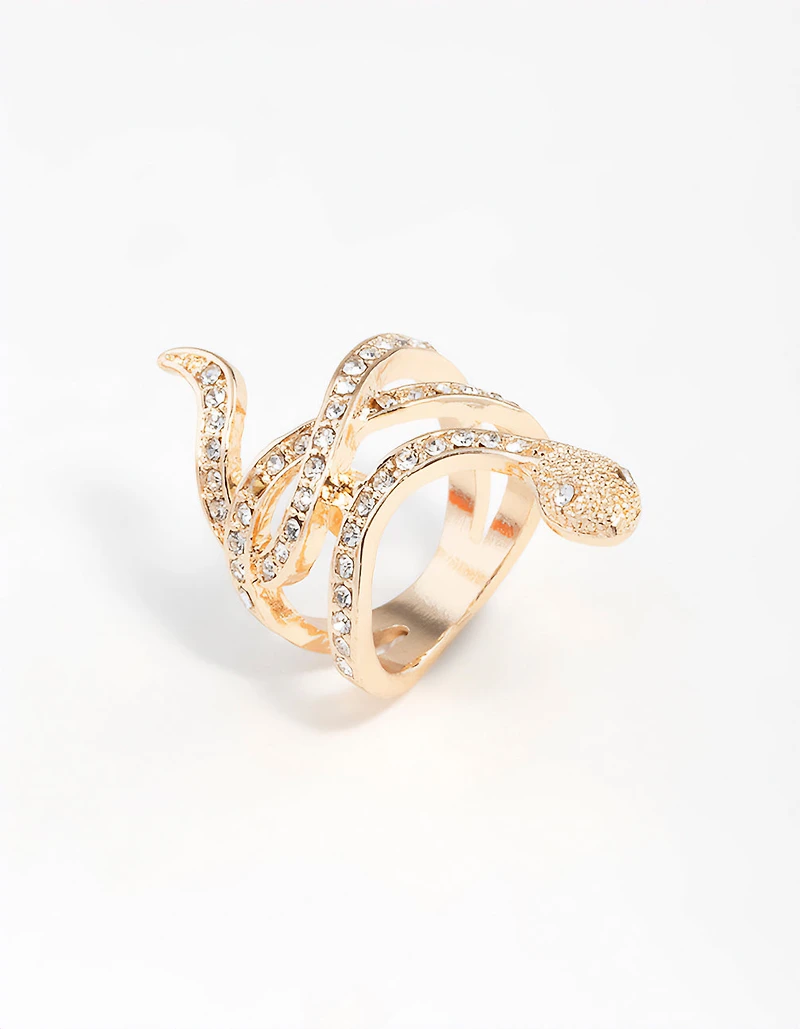 Gold Diamante Snake Ring