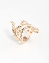 Gold Diamante Snake Ring
