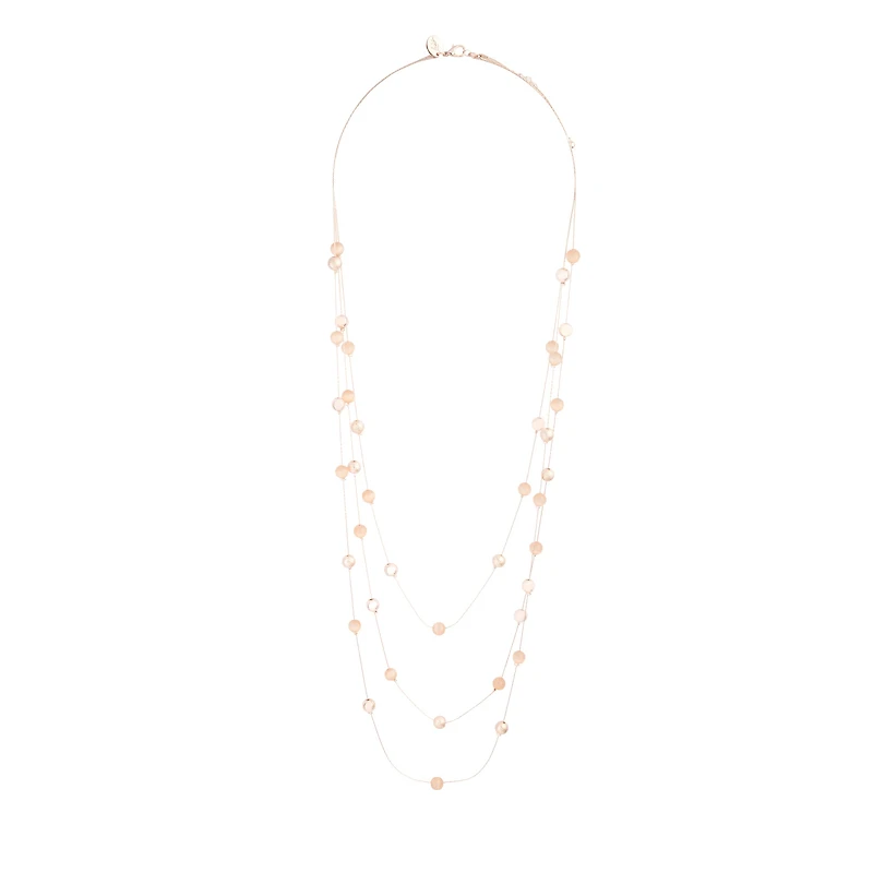 Rose Gold Layered Bead Station Necklace