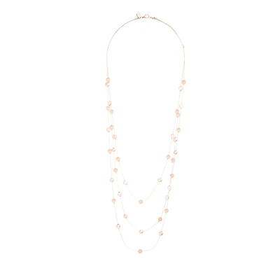 Rose Gold Layered Bead Station Necklace