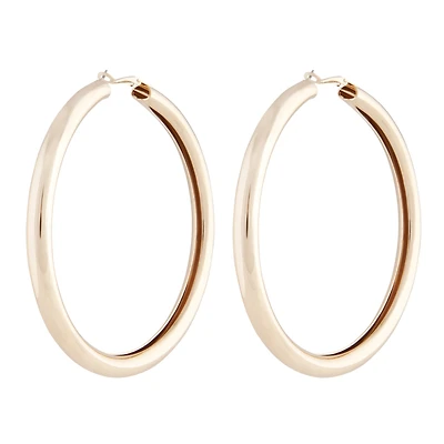 Polished Gold Oversized Tube Hoop Earrings