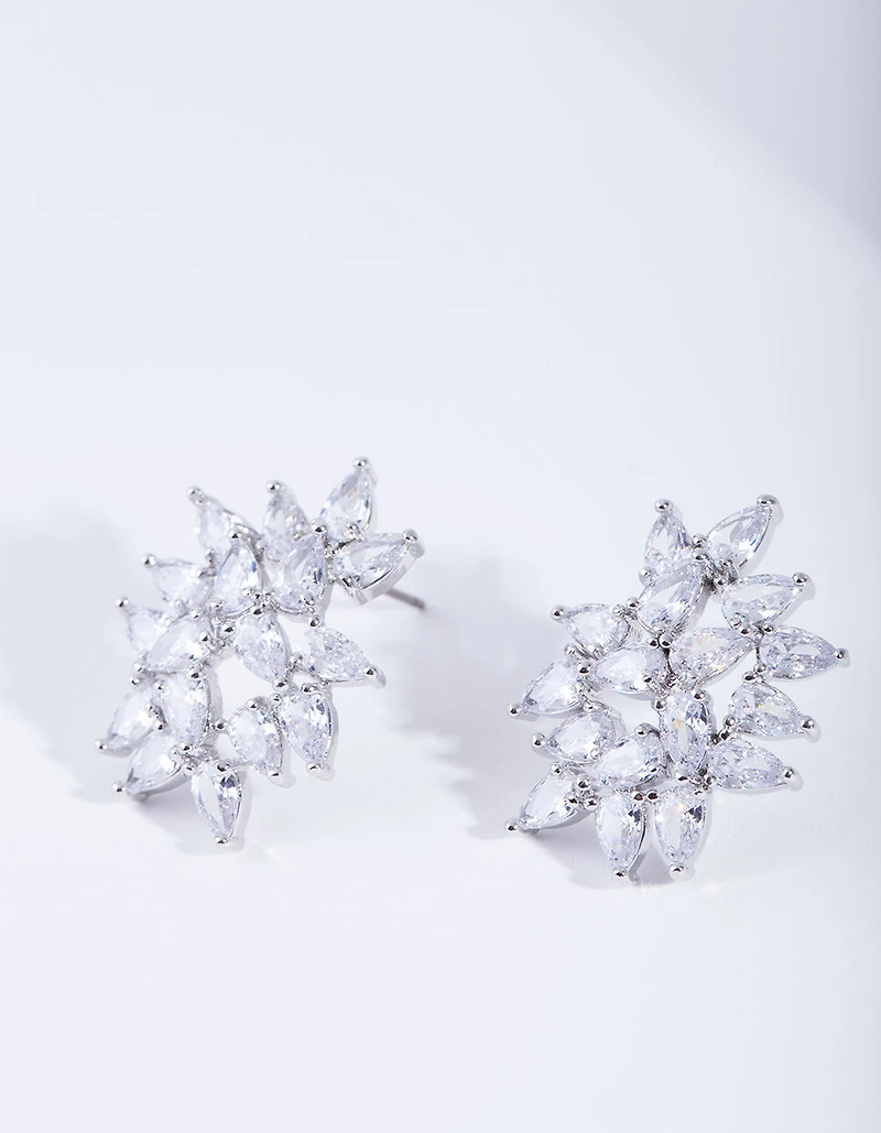 Statement Navette Crystal Cluster Stud