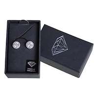 Silver Diamond Simulant Circle Crystal Stud Earrings