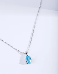 Aqua Pear Crystal Necklace