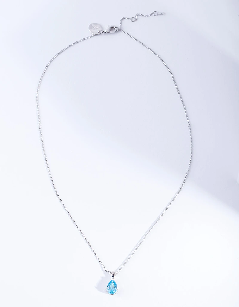 Aqua Pear Crystal Necklace