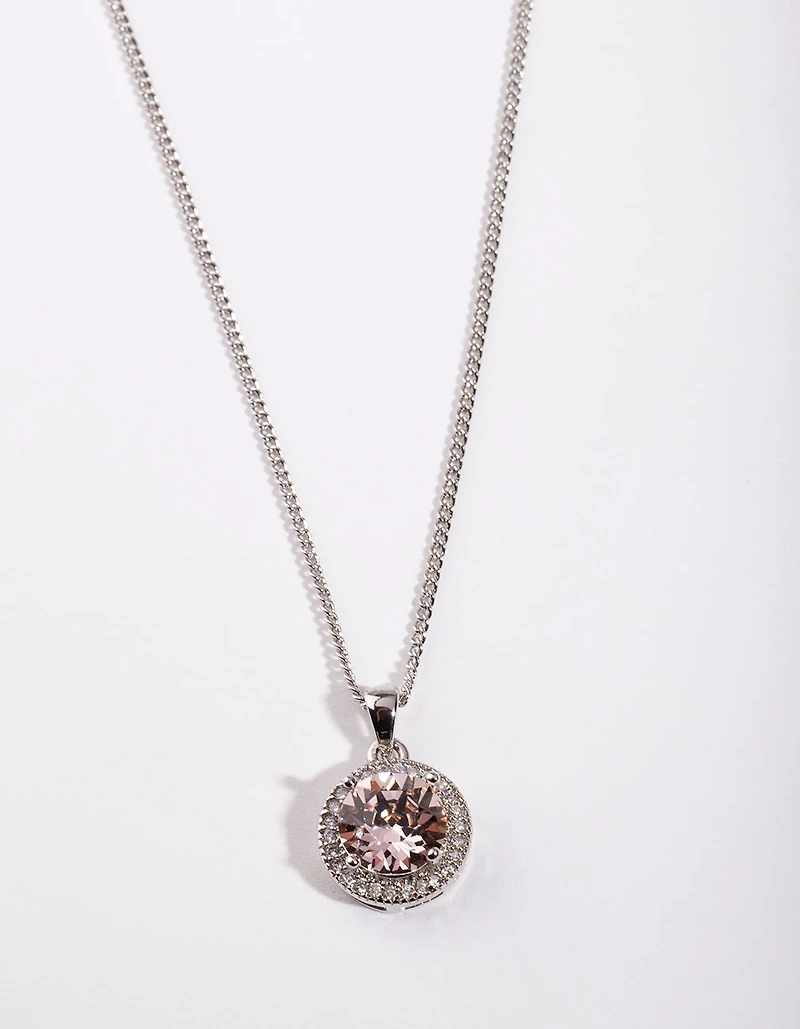 Diamond Simulant Peach Circle Necklace