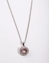 Diamond Simulant Peach Circle Necklace