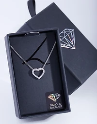 Collier pendentif à cœur ouvert pavé